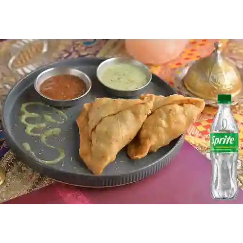 Combo Samosa Veggie 2 Pz + Sprite Original 400ml