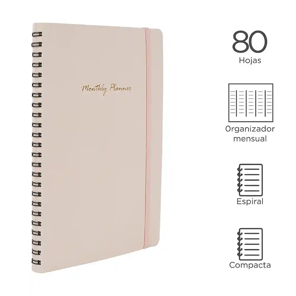 Cuaderno de Espiral con Plan Mensual Rosa Miniso