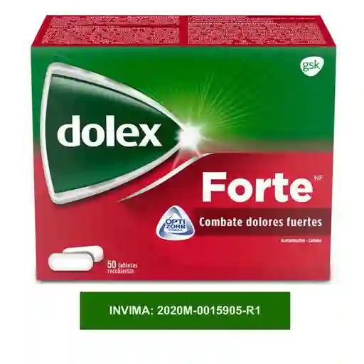 Dolex Acetaminofen Forte Alivio del dolor fuerte Rápida absorción x 50