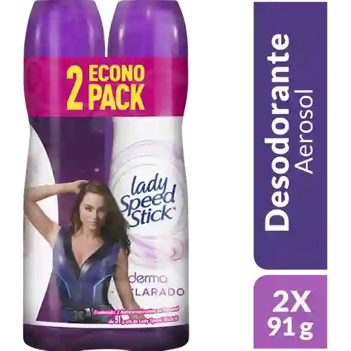 Desodorante Mujer Lady Speed Stick Spray Derma + Aclarado 91g x2und