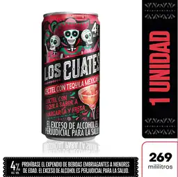Los Cuates Coctel Tequila Margarita Fresa