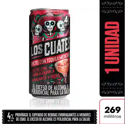 Los Cuates Coctel Tequila Margarita Fresa