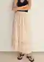Falda Pipo Beige Talla 40 Mujer Mango