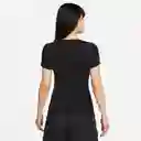 Nike Camiseta Nsessntl Rib Md Crp Top Mujer Negro L