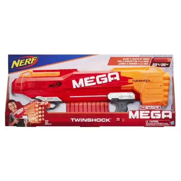 Hasbro Pistola de Dardos Nerf Mega Twinshock 8 +
