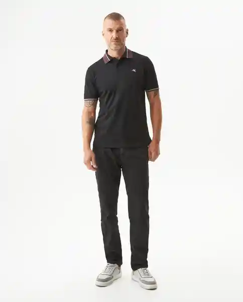Camiseta Contrast Fabric Poloshirt Negro Noche T L Chevignon