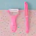 Cuchillo y Pelador de Verduras Mis Pastelitos Rosa Miniso