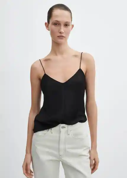 Top Raquel Negro Talla S Mujer Mango
