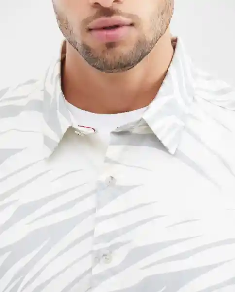 Camisa Resort Abstract Leaf Gris Puro Claro Talla L Chevignon