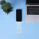 Bateria de Respaldo 10000mah Con 4 Cables Blanco Serie Miniso