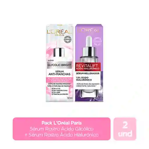 Combo L'Oréal Paris Sérum Ácido Glicólico + Ácido Hialurónico