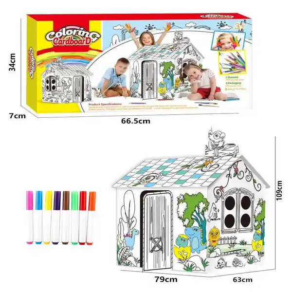 Masen Toys Casa de Cartón Para Colorear 3d YX6768-1