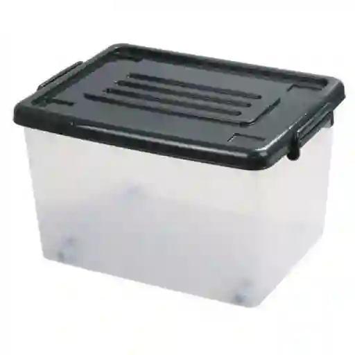 Cotidiana Caja Plástica Con Ruedas Transparente Color Gris 37 L