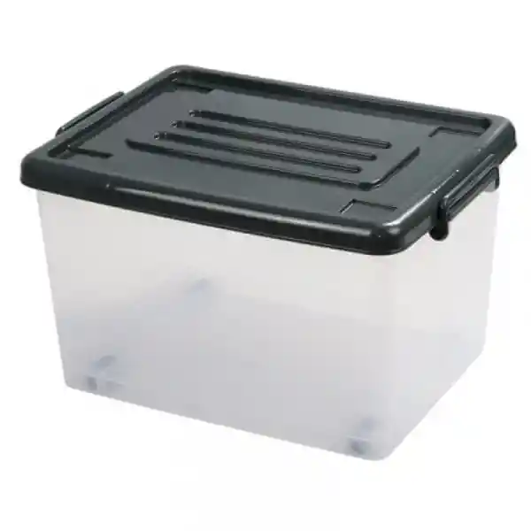 Cotidiana Caja Plástica Con Ruedas Transparente Color Gris 37 L