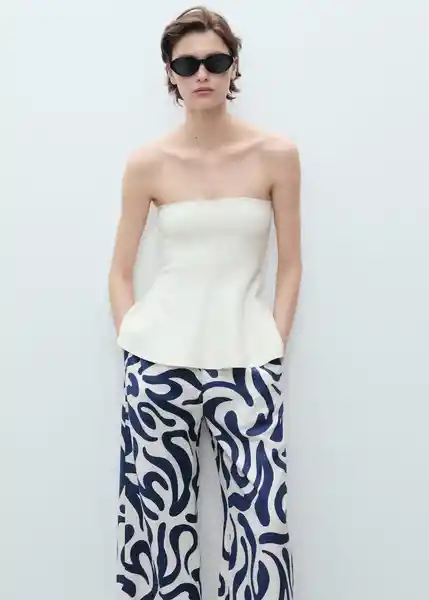 Pantalón Life Offwhite Talla S Mujer Mango