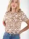 Camiseta Con Cuello Redondo Café Estampado Talla S Mujer Naf Naf