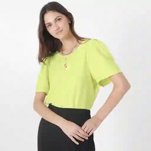 Blusa Cuello Redondo Manga Corta Verde Talla S 728546