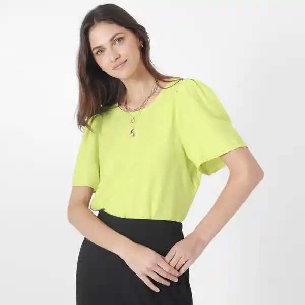 Blusa Cuello Redondo Manga Corta Verde Talla S 728546