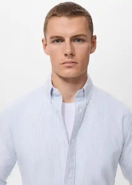 Camisa Kodak Celeste Talla M Hombre Mango