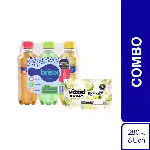 Combo Brisa Agua Surtida 280 mL 6 Und + Vitad Papa Limón