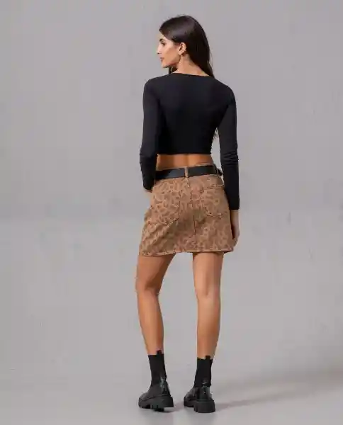 Falda Corta Mujer Print Cafe Biscuit Medio Talla 10 75097 Rifle