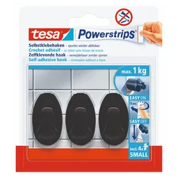 Tesa Gancho Adhesivo Ovalado S Negro