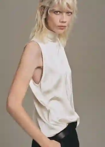 Blusa Stonak Crudo Talla M Mujer Mango