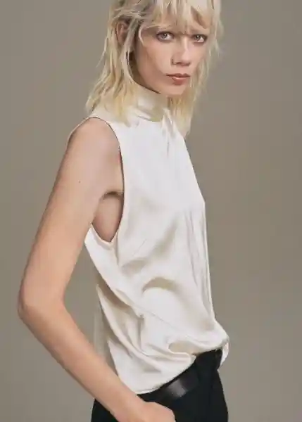 Blusa Stonak Crudo Talla M Mujer Mango