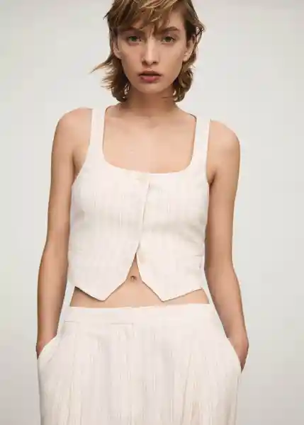 Chaleco Geranio Crudo Talla 24 Mujer Mango