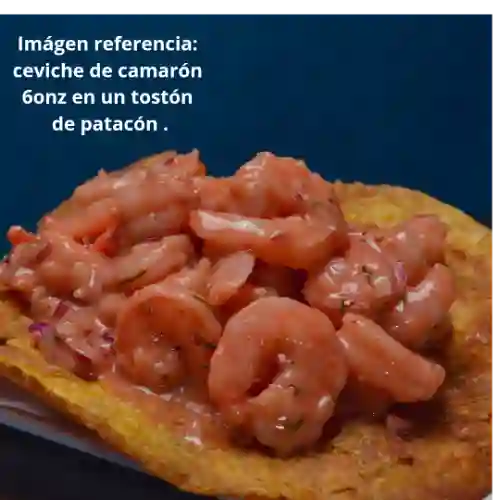 Ceviche de Camarón en 2 Tostones