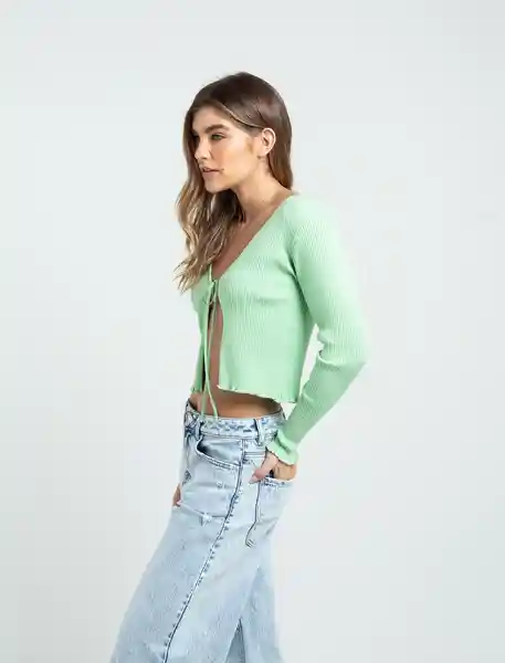 Blusa Mujer Verde Jubiloso Medio Tejido Talla M 481F037 Naf Naf