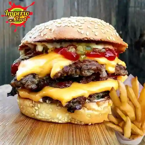 Combo hamburguesa doble res cheddar