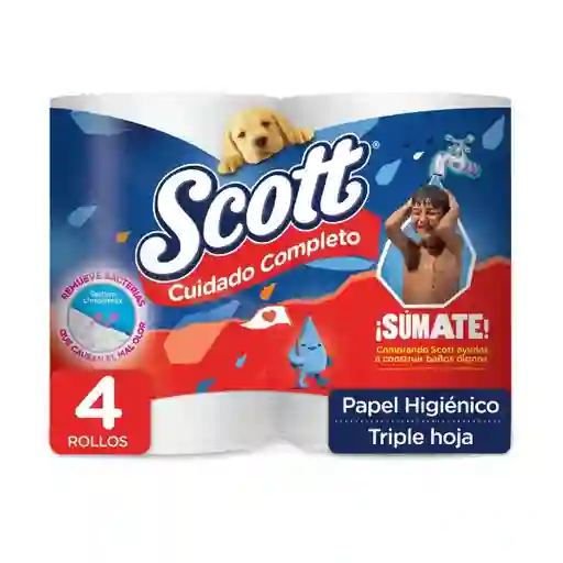 Papel Higiénico Scott Cuidado Completo Triple Hoja 4 Rollos