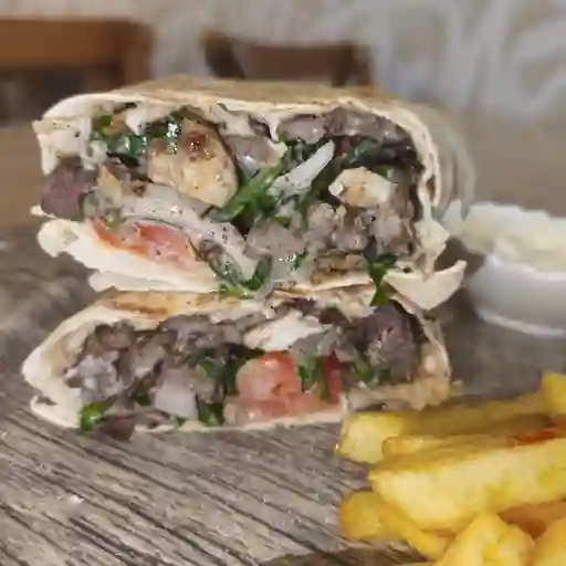 Shawarma libanesa mixta de carne y pollo