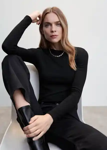 Camiseta Liloca Negro Talla XS Mujer Mango