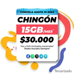 Pillofon Sim Card Prepago Plan Chingón 15 Gb/Mes