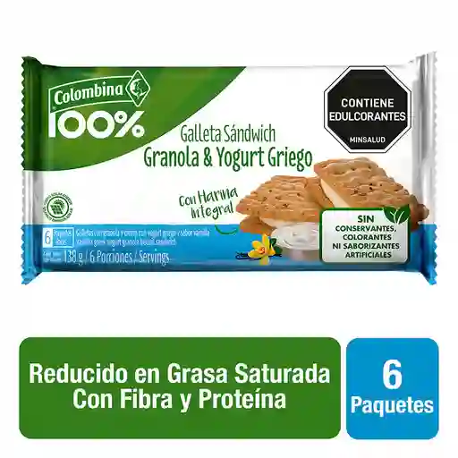 Colombina Galleta Sándwich Granola y Yogurt Griego
