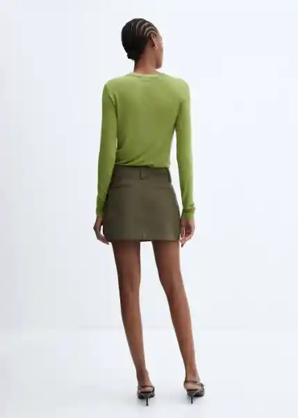 Falda Meli Verde Talla 36 Mujer Mango