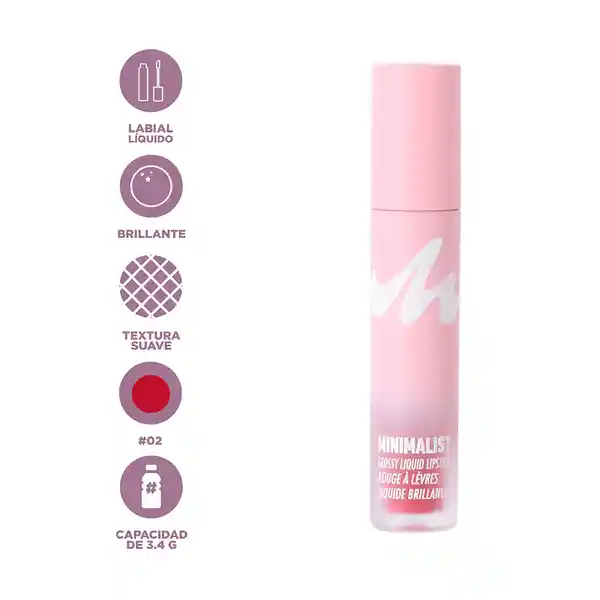 Lápiz Labial Líquido Brillante Minimalist Serie 02 Miniso