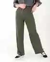 Pantalón Botón Interno Verde Hidai Ultra Oscuro Talla 4 Mujer Naf Naf