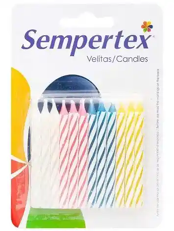 Vela Velita Espiral De Cumpleaños Multicolor X24 Und Sempertex