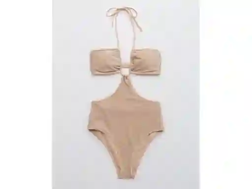American Eagle Vestido Baño Halter Nude Natural Medium