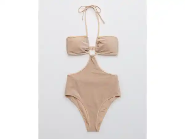 American Eagle Vestido Baño Halter Nude Natural Medium