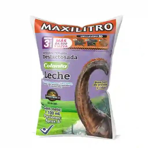 Colanta Leche UAT Semidescremada Deslactosada Bolsa Maxilitro