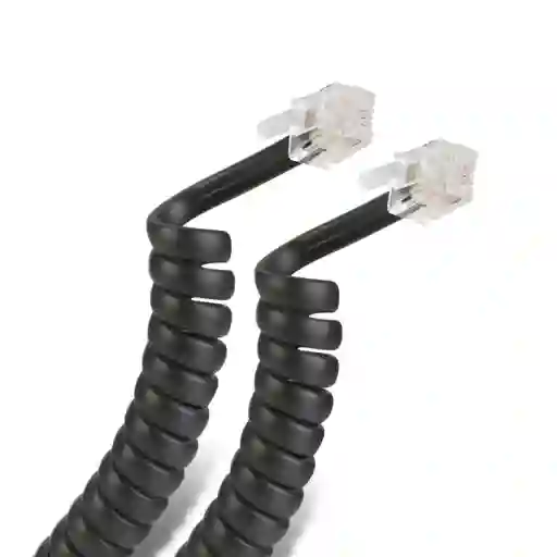 Cable Espiral Plug a Plug Rj9 de 2.1 m Para Auricular Telefónico