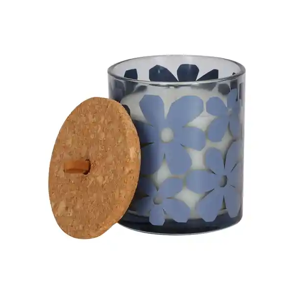 Vela Vidrio Tapa Corcho Azul Casaideas