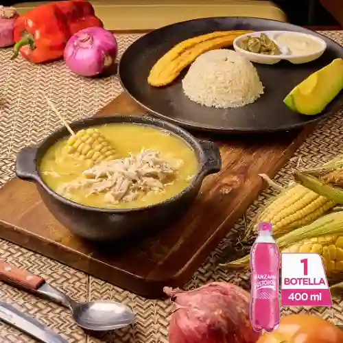 Combo Ajiaco Santafereño. + Postobón Manzana 400 ml