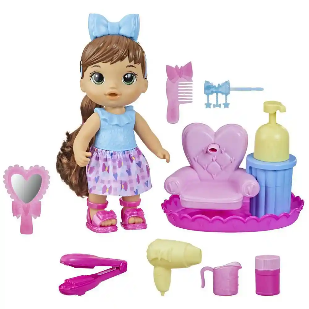 Baby Alive Muñeca Glo Pixies Sudsy Styling Castaña Hasbro