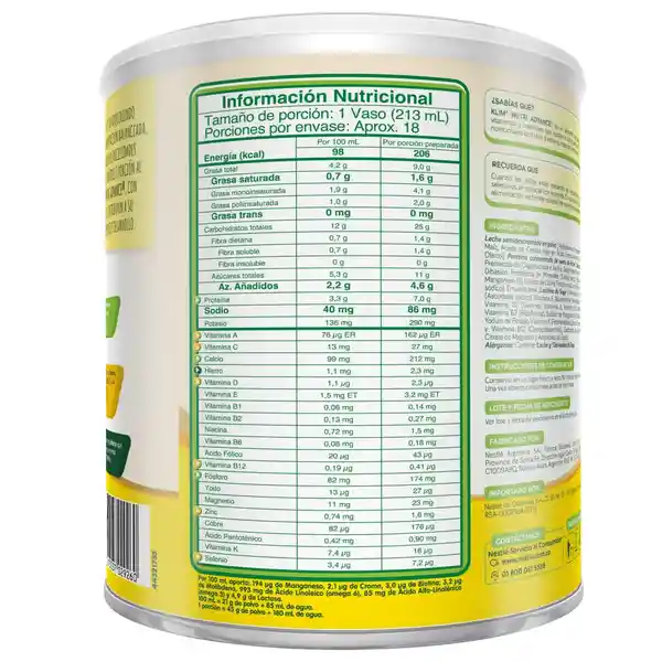 Complemento nutricional KLIM Nutriadvance x 800g