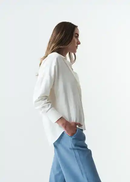 Camisa Sami Mujer Crudo Puro Claro Talla M 013G358 Naf Naf